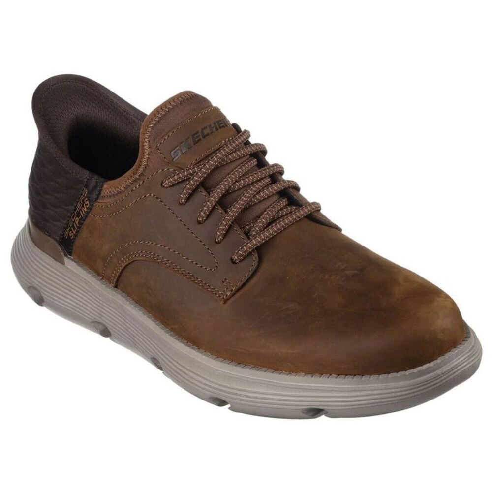 Skechers Mens Garza - Gervin Leather Oxford Shoes / Dark Brown